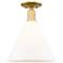 Arcadia Berkshire Glass 12"W Gold Semi-Flush w/ Matte White Shade