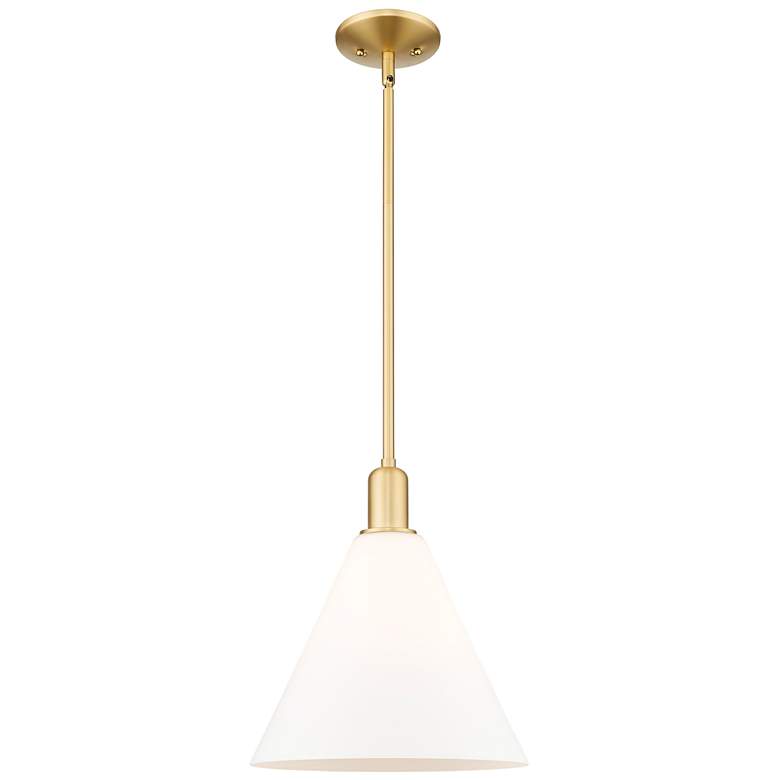 Image 1 Arcadia Berkshire Glass 12"W Gold Stem Pendant w/ Matte White Shade