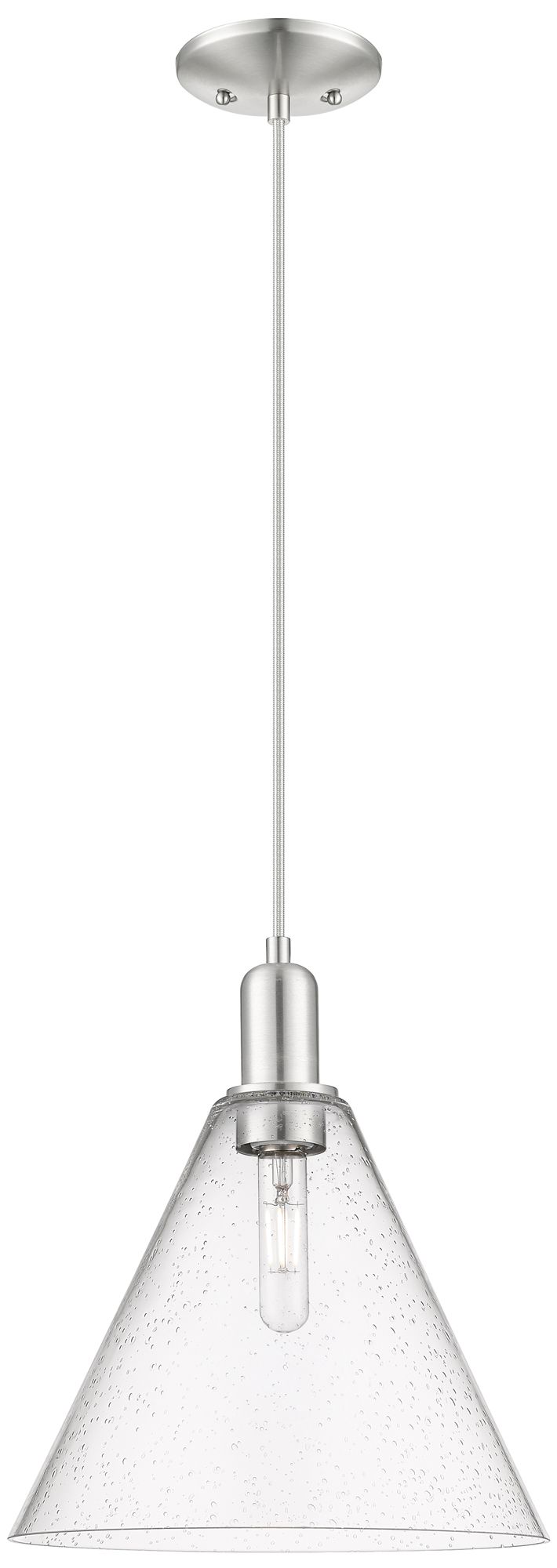 Arcadia Berkshire Glass 12"W Nickel Cord Pendant w/ Seedy Shade