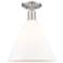 Arcadia Berkshire Glass 12"W Nickel Semi-Flush w/ Matte White Shade