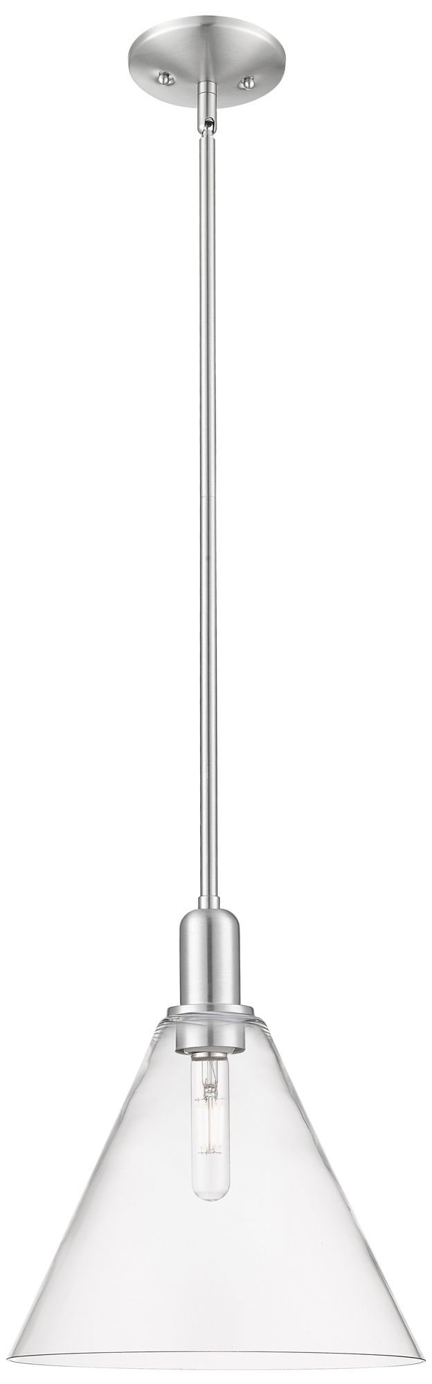 Arcadia Berkshire Glass 12"W Nickel Stem Pendant w/ Clear Shade