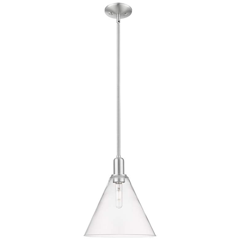 Image 1 Arcadia Berkshire Glass 12"W Nickel Stem Pendant w/ Clear Shade