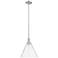 Arcadia Berkshire Glass 12"W Nickel Stem Pendant w/ Clear Shade