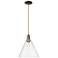 Arcadia Berkshire Glass 12"W Oiled Bronze Cord Pendant w/ Clear Shade