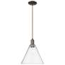 Arcadia Berkshire Glass 12"W Oiled Bronze Cord Pendant w/ Seedy Shade