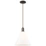 Arcadia Berkshire Glass 12"W Oiled Bronze Cord Pendant w/ White Shade