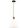 Arcadia Berkshire Glass 12"W Oiled Bronze Cord Pendant w/ White Shade