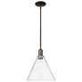 Arcadia Berkshire Glass 12"W Oiled Bronze Stem Pendant w/ Clear Shade