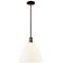 Arcadia Berkshire Glass 12"W Oiled Bronze Stem Pendant w/ White Shade