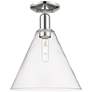 Arcadia Berkshire Glass 12"W Polished Nickel Semi-Flush w/ Clear Shade