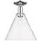 Arcadia Berkshire Glass 12"W Polished Nickel Semi-Flush w/ Clear Shade