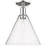 Arcadia Berkshire Glass 12"W Polished Nickel Semi-Flush w/ Seedy Shade