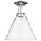 Arcadia Berkshire Glass 12"W Polished Nickel Semi-Flush w/ Seedy Shade