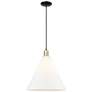 1_Arcadia Berkshire Glass 16"W Black Brass Cord Pendant w/ White Shade