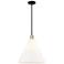 Arcadia Berkshire Glass 16"W Black Brass Stem Pendant w/ White Shade