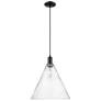 1_Arcadia Berkshire Glass 16"W Black Cord Mini Pendant w/ Seedy Shade
