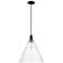 Arcadia Berkshire Glass 16"W Black Cord Mini Pendant w/ Seedy Shade