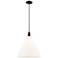 Arcadia Berkshire Glass 16"W Black Cord Pendant w/ Matte White Shade