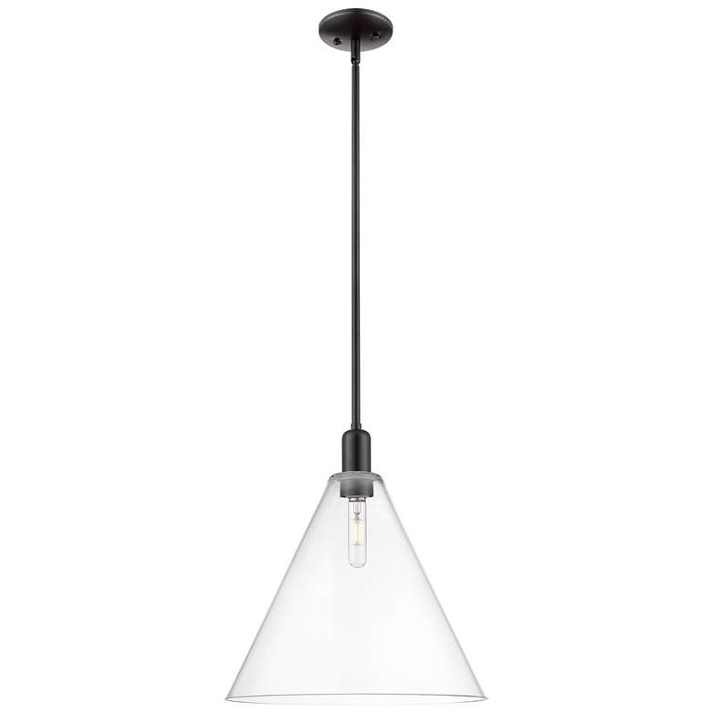 Image 1 Arcadia Berkshire Glass 16"W Black Stem Mini Pendant w/ Clear Shade