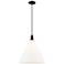 Arcadia Berkshire Glass 16"W Black Stem Pendant w/ Matte White Shade