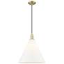 1_Arcadia Berkshire Glass 16"W Brass Cord Pendant w/ Matte White Shade