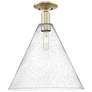 Arcadia Berkshire Glass 16"W Brass Semi.Flush Mount With Seedy Shade