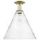 Arcadia Berkshire Glass 16"W Brass Semi.Flush Mount With Seedy Shade