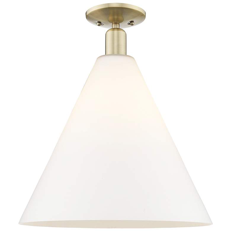 Image 1 Arcadia Berkshire Glass 16"W Brass Semi-Flush w/ Matte White Shade
