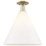 Arcadia Berkshire Glass 16"W Brass Semi-Flush w/ Matte White Shade