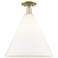 Arcadia Berkshire Glass 16"W Brass Semi-Flush w/ Matte White Shade