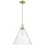 Arcadia Berkshire Glass 16"W Brass Stem Mini Pendant w/ Seedy Shade