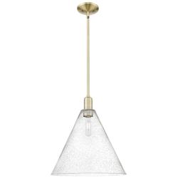 Arcadia Berkshire Glass 16"W Brass Stem Mini Pendant w/ Seedy Shade