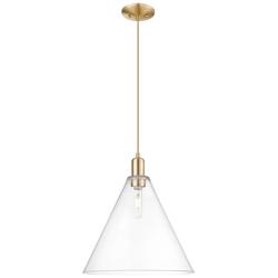 Arcadia Berkshire Glass 16"W Bronze Cord Mini Pendant w/ Clear Shade