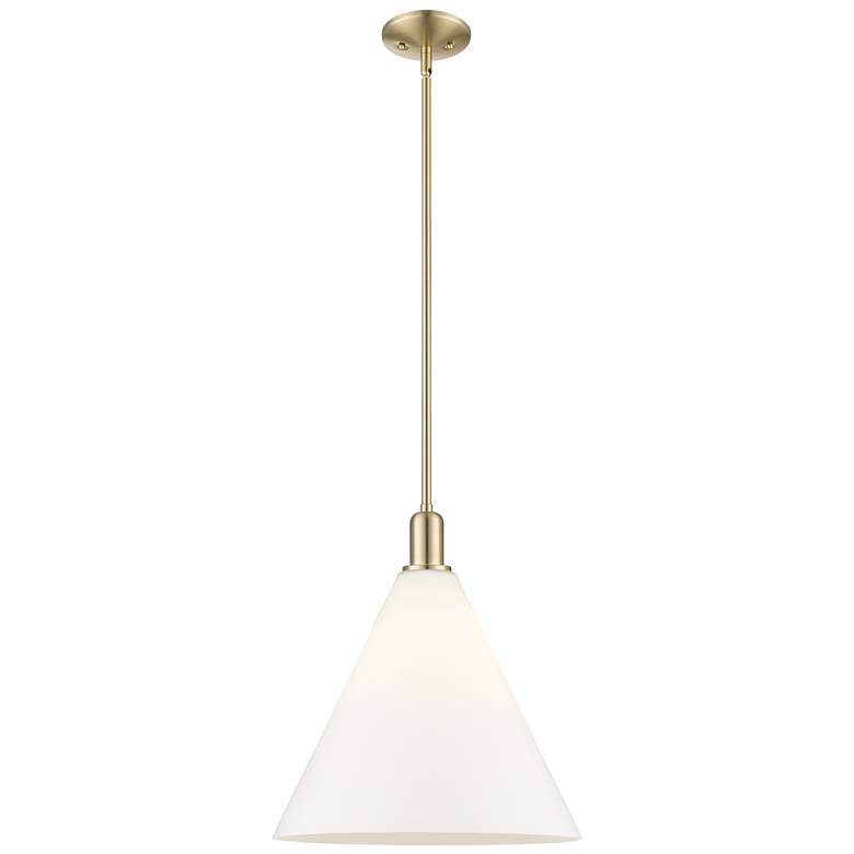 Image 1 Arcadia Berkshire Glass 16"W Bronze Stem Pendant w/ Matte White Shade