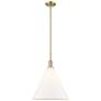 Arcadia Berkshire Glass 16"W Bronze Stem Pendant w/ Matte White Shade