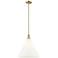 Arcadia Berkshire Glass 16"W Bronze Stem Pendant w/ Matte White Shade