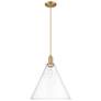 1_Arcadia Berkshire Glass 16"W Brushed Brass Cord Pendant w/ Clear Shade