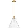 1_Arcadia Berkshire Glass 16"W Brushed Brass Cord Pendant w/ Seedy Shade