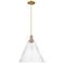 Arcadia Berkshire Glass 16"W Brushed Brass Cord Pendant w/ Seedy Shade