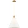 1_Arcadia Berkshire Glass 16"W Brushed Brass Cord Pendant w/ White Shade