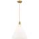 Arcadia Berkshire Glass 16"W Brushed Brass Cord Pendant w/ White Shade