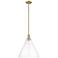 Arcadia Berkshire Glass 16"W Brushed Brass Stem Pendant w/ Clear Shade