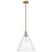 Arcadia Berkshire Glass 16"W Brushed Brass Stem Pendant w/ Seedy Shade