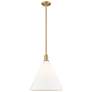 Arcadia Berkshire Glass 16"W Brushed Brass Stem Pendant w/ White Shade