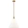 Arcadia Berkshire Glass 16"W Brushed Brass Stem Pendant w/ White Shade