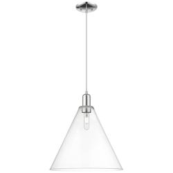 Arcadia Berkshire Glass 16"W Chrome Cord Mini Pendant w/ Clear Shade