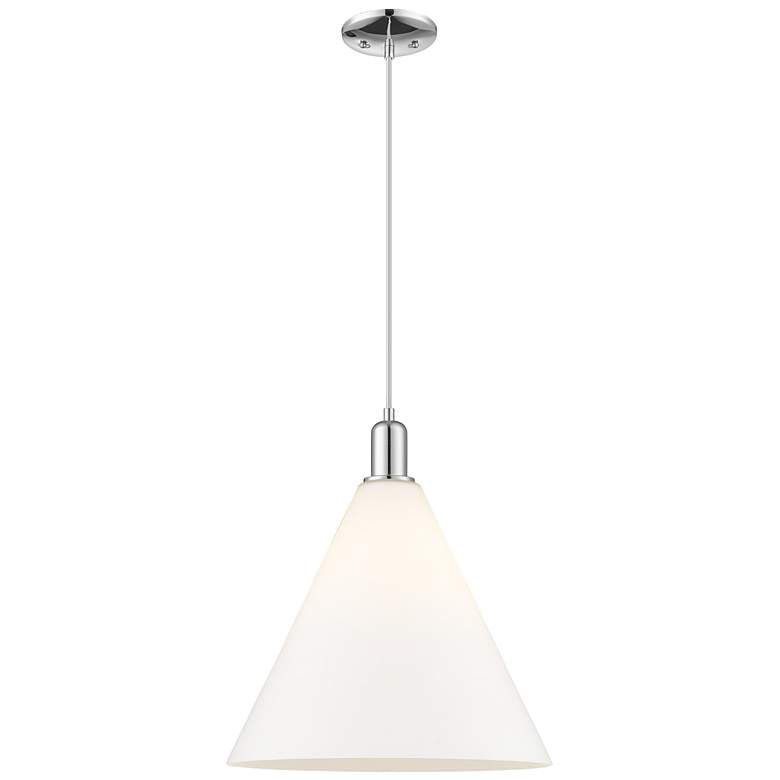 Image 1 Arcadia Berkshire Glass 16"W Chrome Cord Pendant w/ Matte White Shade