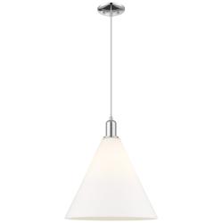 Arcadia Berkshire Glass 16"W Chrome Cord Pendant w/ Matte White Shade