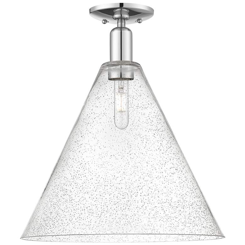 Image 1 Arcadia Berkshire Glass 16"W Chrome Semi.Flush Mount w/ Seedy Shade