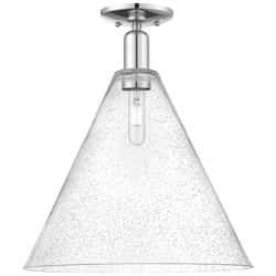 Arcadia Berkshire Glass 16"W Chrome Semi.Flush Mount w/ Seedy Shade